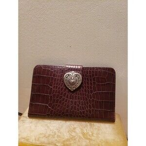 Vintage Brighton Organizer Wallet - Brown Leather/Moc Croc Detailed Auth GUC